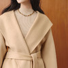 【严选】诗凡黎杏色气质绵羊毛浴袍式外套2025秋冬新款系带连帽双面呢大衣7G9370801 商品缩略图3