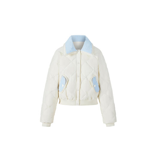 HERLIAN 2025秋季新品女士格纹拼接设计绗线羽绒服 商品图4