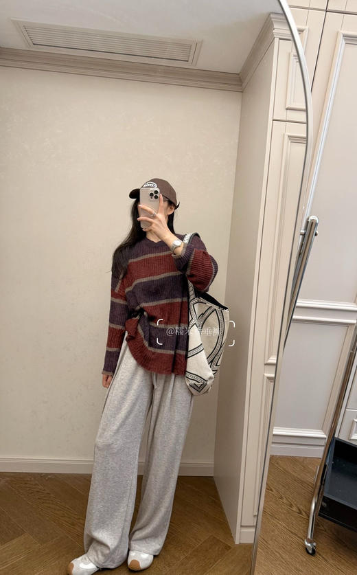 春秋新款针织云朵糯米裤宽松高腰垂感休闲阔腿裤 商品图7