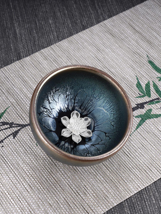 子佩集S990【深海绘卷】摆件【FP026】纯银茶具花丝建盏茶杯品茗杯2508 商品图0