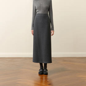 【严选】孟子义代言诗凡黎糯米直筒半身裙2025秋冬新款舒适显瘦毛呢包臀裙7G9141021