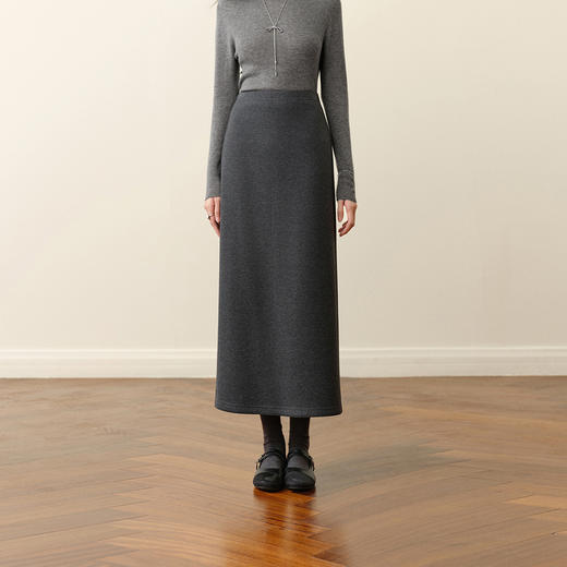 【严选】孟子义代言诗凡黎糯米直筒半身裙2025秋冬新款舒适显瘦毛呢包臀裙7G9141021 商品图0