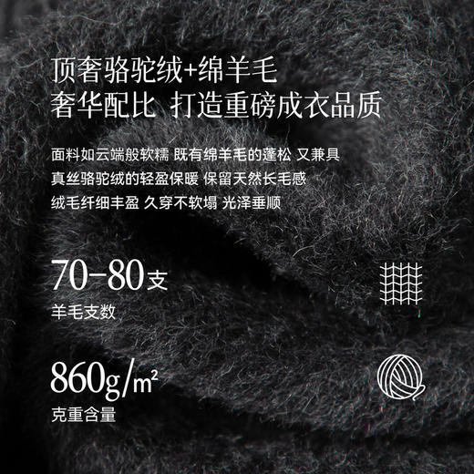 【严选】诗凡黎羊毛骆驼绒休闲连帽大衣2025冬新款宽松高级感双面呢外套女7G9370791 商品图4