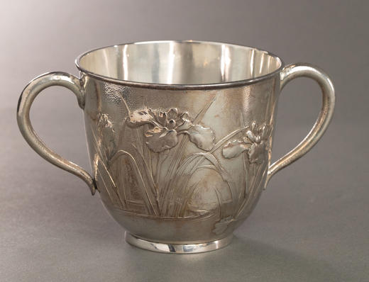 独角鹿西洋古董20世纪早期日本横滨武士商会Samurai Shokai签名出品鸢尾花主题纯银精雕咖啡茶具套件 商品图7