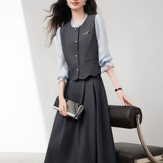法式假两件上衣套装，拼接外套搭半身裙两件套LJX-857 商品图3