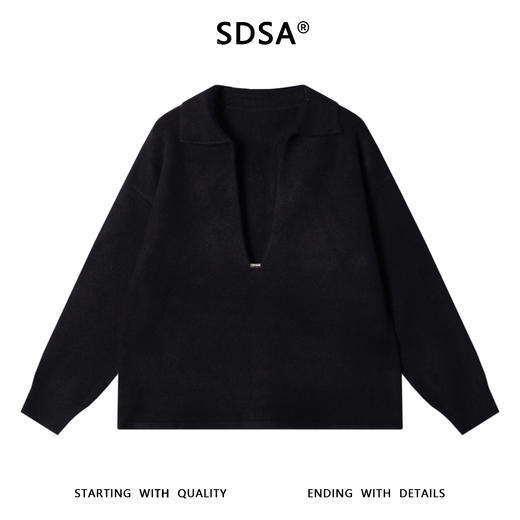 SDSA男士秋冬新款痞帅男装时尚深V翻领针织衫轻奢慵懒风百搭毛衣 商品图1