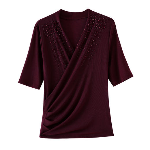 时尚气质交叉领钉珠设计上衣，百搭洋气显瘦小衫KQL-B12N2801 商品图4