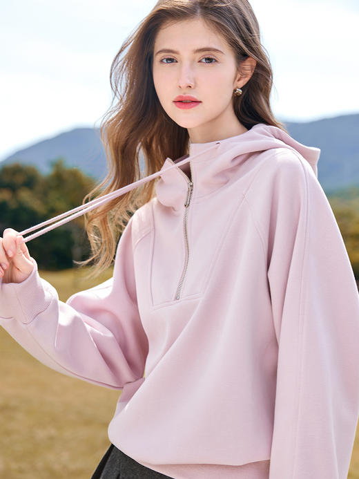 【百图lulu定制】【甜心卫衣】 半拉链 连帽卫衣 减龄帽衫 商品图1