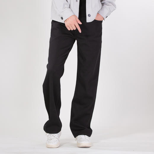 DRONKOO 2025 正常腰高弹黑牛中厚牛仔长裤 商品图1