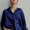 “茶卡盐湖蓝”纯棉贝壳衬衫，高级老钱风，穿它轻松有【3-5天发货】 商品缩略图3