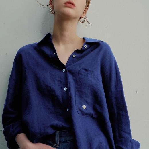“茶卡盐湖蓝”纯棉贝壳衬衫，高级老钱风，穿它轻松有【3-5天发货】 商品图3