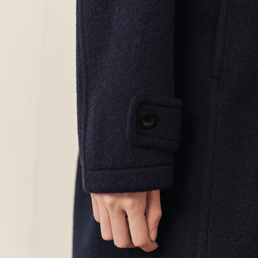 【严选】诗凡黎学院风牛角扣连帽毛呢外套2025冬新款气质羊毛双面呢大衣女7G9370241 商品图3