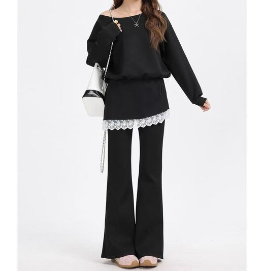 11.11直降到底！！【秋上新】（套装）25003黑色上衣➕蕾丝微喇裤两件套-喜出 商品图1