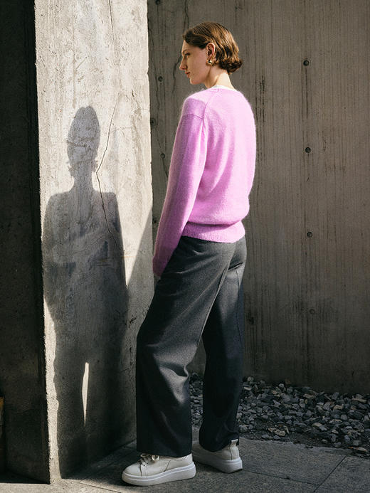 ICB日系春季通勤宽松马海毛羊毛混纺圆领套头毛衣编织衫商场同款 商品图7