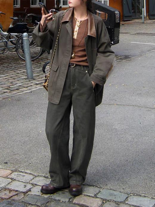 浮生八记/25C112/复古做旧弯刀彩色牛仔裤 商品图0