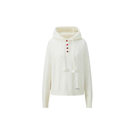 HERLIAN 2025年秋季新品女士黑红格子包扣设计连帽POLO针织衫 商品图4