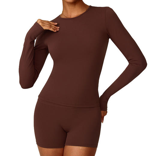 跃牌【轻匀系列】冬季磨毛长袖瑜伽服高强度健身服普拉提跑步运动长袖上衣CX5119 商品图4