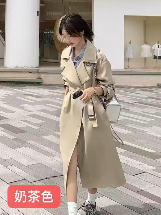 12.12错过没有！清货不退【秋上新】软料挺括有骨感风衣！！22167金属卡扣系带风衣长款-喜出 商品图12