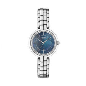 天梭Tissot弗拉明戈系列石英女表蓝色珍珠贝母表盘钢带 T094.210.11.121.00