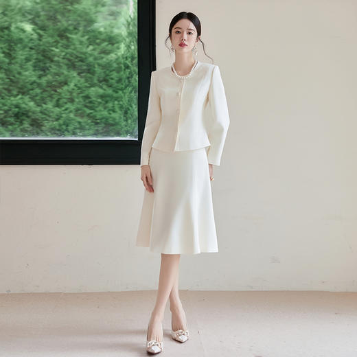 IWY/扶摇系列 法式名媛西装套裙女新款气质米白色两件套职业半裙正装FYCS717 商品图2