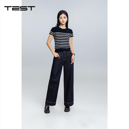 秋上新直筒显瘦百搭高腰宽松阔腿牛仔长裤3253040 商品图5