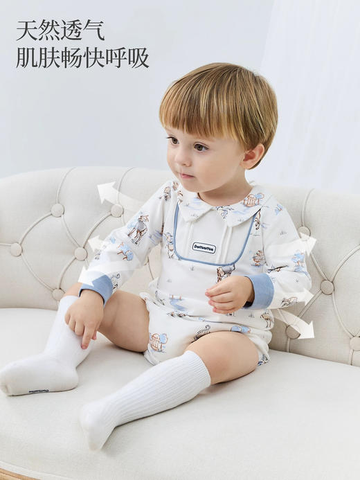 Domiamia 男宝宝针织长袖翻领包屁衣 小月龄连体衣 商品图1