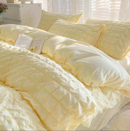 【亲肤舒适！吸湿透气】小清新格子泡泡纱四件套被套床单秋冬学生宿舍床上用品被罩三件套少女心。rb 商品图4