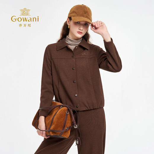 乔万尼2025秋新品摩卡棕轻运动复古风短款外套ED3B265 商品图1