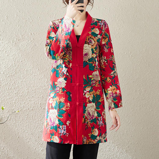 GYH 8809外套中式民族风盘扣开衫中长款薄款衬衫 商品图1