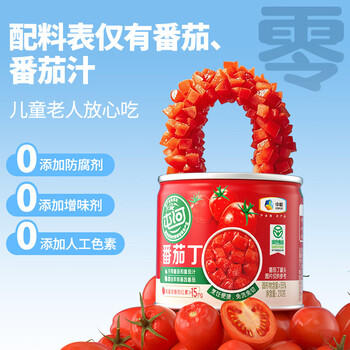 屯河番茄丁210g*6 0脂轻食0添加剂新疆内蒙番茄罐头西红柿块番茄酱 商品图2