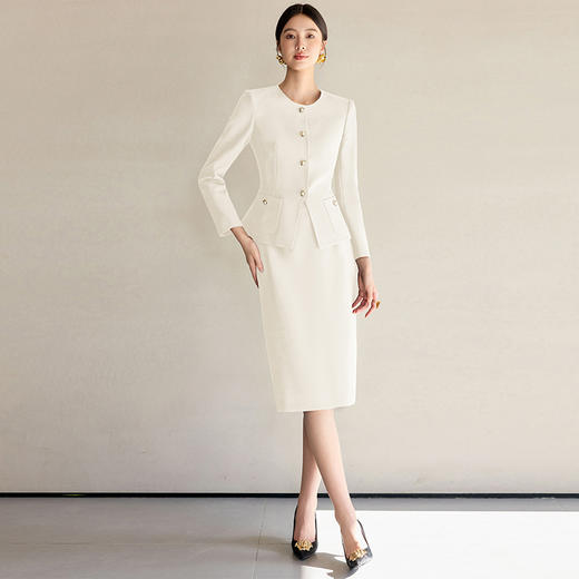 IWY/气质米白色套装女法式名媛小香风职业西装套裙高级感工作服WCS128 商品图3