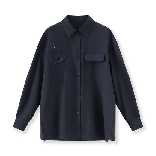 「高货wl」全新升级【铂金会员293/天猫389/差价96】(10508)洛诗琳重工立体刺绣钉珠衬衫2025秋季气质宽松翻领上衣女 商品图4