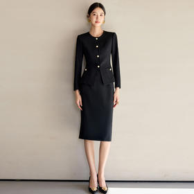 IWY/经典黑色小香风西装套裙女时尚酒店经理接待工作服两件套裙WCS128