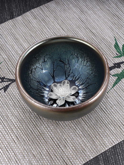 子佩集S990【深海绘卷】摆件【FP026】纯银茶具花丝建盏茶杯品茗杯2508 商品图4