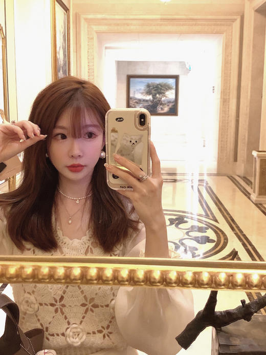 XS 金蘑菇菇 少女的信笺/温柔甜美复古艺术感钩花拼接设计感毛衣 商品图4