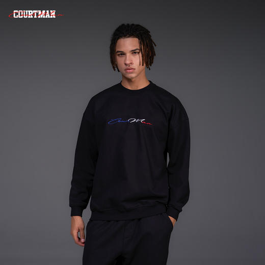 COURTMAN野球帝刺绣圆领卫衣男秋季新款美式重磅套头宽松长袖上衣 商品图1