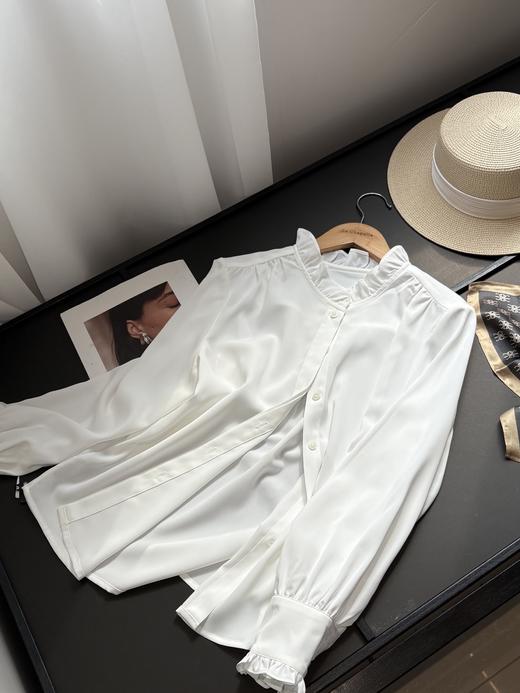 会员福利【高级感通勤衬衫】拉夏贝尔/La Chapelle法式木耳边长袖衬衫女温柔高级感气质通勤时尚设计感衬衣 商品图9