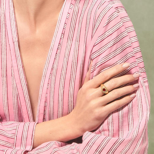 订购4周到｜Tityaravy-Gini-金色 心形 石榴石 戒指［法国设计师］ 商品图0