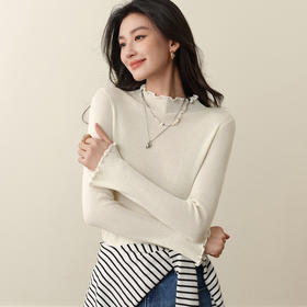 【严选】孟子义代言诗凡黎木耳边亮丝打底针织衫2025秋冬新款修身内搭上衣7G9333121