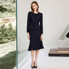 IWY/经典藏青色西装套裙女秋季长袖时尚气质职业鱼尾半裙两件套J25C201+J25S202 商品缩略图1