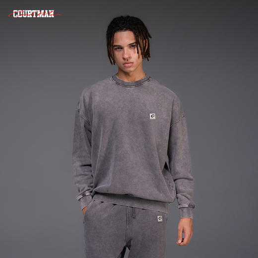 COURTMAN野球帝重磅水洗圆领卫衣秋季新款美式复古宽松百搭上衣 商品图1