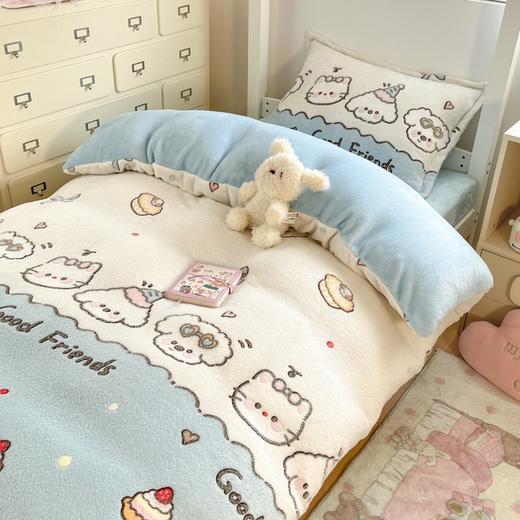 【好看又舒服！柔软透气】冬季小清新卡通立体雪花绒四件套加绒加厚床单被套学生宿舍三件套。rb 商品图10