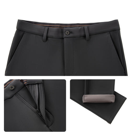 【石墨烯发热】柒牌高弹中腰直筒休闲长裤保暖抗皱针织磨毛长裤子129H70370 商品图3