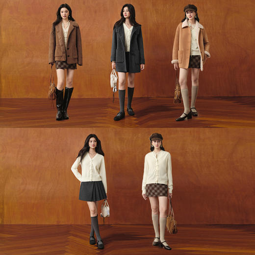 【严选】【孟子义同款】诗凡黎蝴蝶结扣针织开衫25秋新款温柔长袖短上衣7G9133011 商品图2