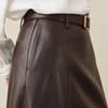 【严选】孟子义代言诗凡黎咖色PU皮半身裙2025秋新款A字高腰显瘦蛋白皮裙7G9141031 商品缩略图3