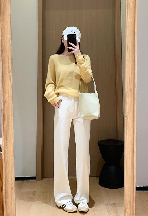 微笑牛仔云涡糯感四面弹刺绣直筒窄腿牛仔裤 商品图4