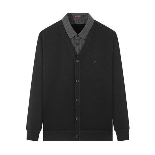 【加绒假两件针织开衫】柒牌男式抗静电可机洗针织衫舒适百搭毛衫129Y70150 商品图4