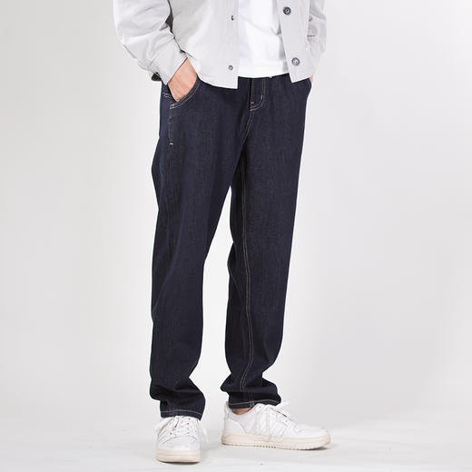 DRONKOO 2025 松紧抽绳腰表袋侧唛后口袋压褶中厚牛仔长裤 商品图2