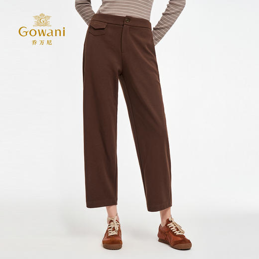乔万尼2025秋新品复古摩卡棕袋盖设计显瘦直筒裤ED3F266 商品图1