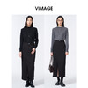 VIMAGE纬漫纪长款休闲百搭气质开叉黑色直筒2025秋季新款半身裙V2406105 商品缩略图1